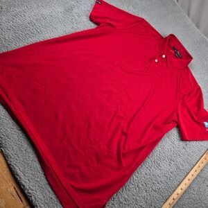 RLX Ralph Lauren Mens XL Red Performance Polo Shirt Medicor Cup Golf Short Sleev